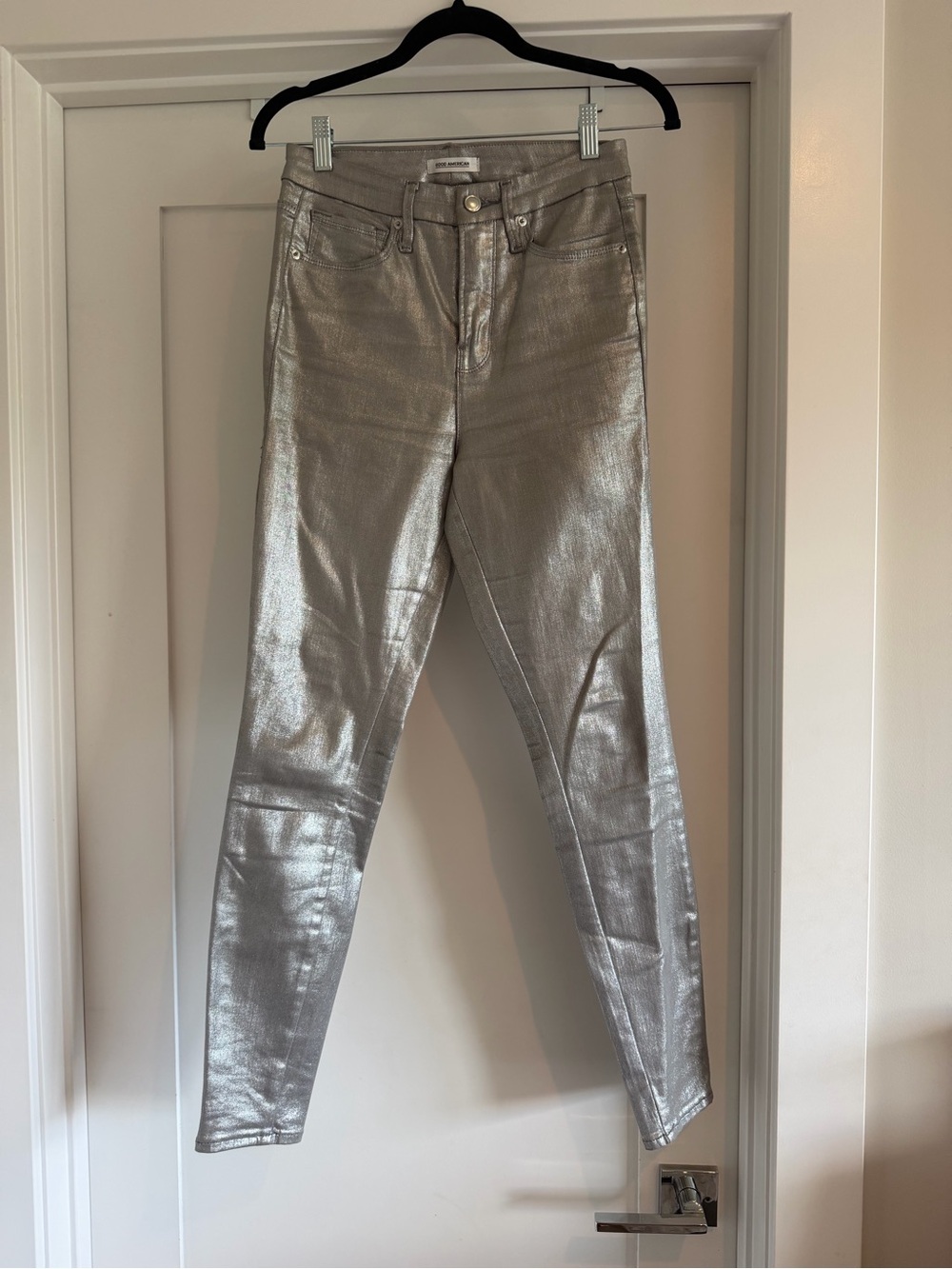 Good American Metallic Silver Women's Skinny Jeans